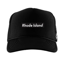 Load image into Gallery viewer, Rhode Island Bold Black on Black Trucker