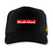 Load image into Gallery viewer, Rhode Island Bold Black Red and Yellow Trucker