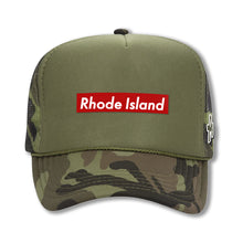 Load image into Gallery viewer, Rhode Island Bold Army Green Camo Trucker