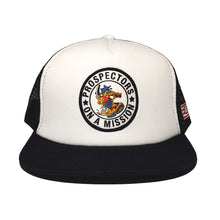 Load image into Gallery viewer, POAM Classic Prospector Seal White and Black Trucker Snapback