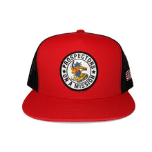 Load image into Gallery viewer, POAM Classic Prospector Seal Red and Black Trucker Snapback