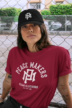 Load image into Gallery viewer, Peace Makers Unisex Cardinal T-Shirt 10" Long Print