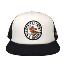 Load image into Gallery viewer, POAM Classic Prospector Seal White and Black Trucker Snapback
