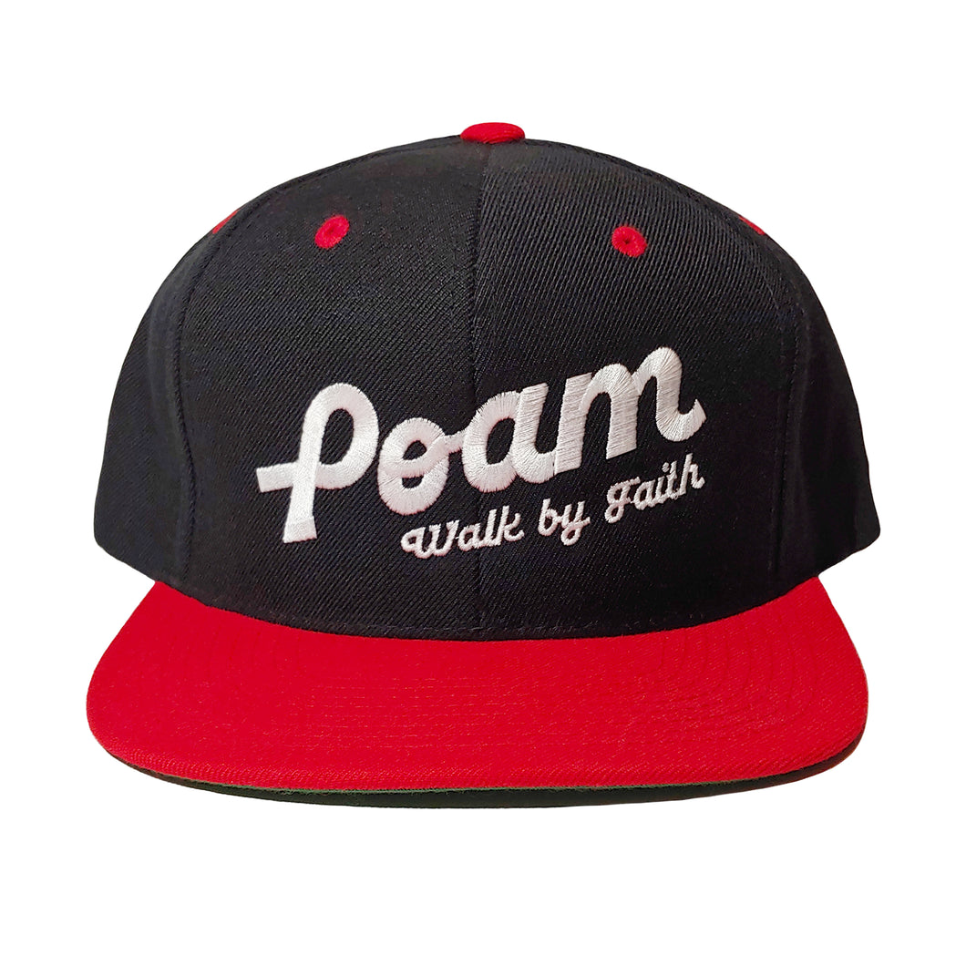POAM Signature - Walk by Faith Black W-Red Visor Snapback