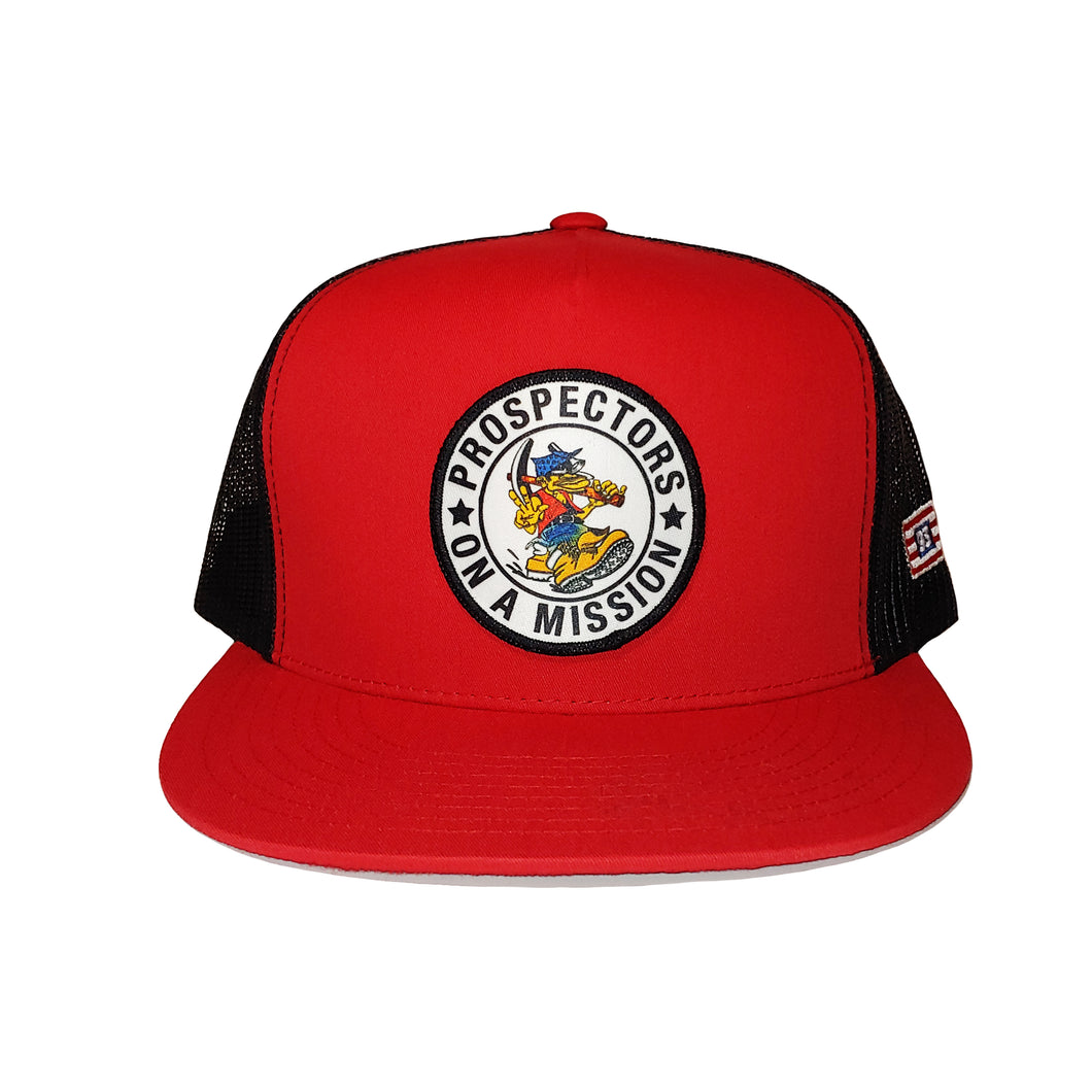 POAM Classic Prospector Seal Red and Black Trucker Snapback